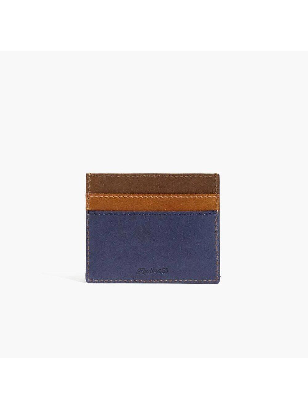 Madewell The Leather Card Case: Colorblock Edition Bengali Indigo Multi